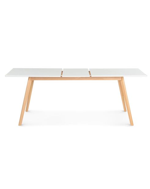 Table scandi extensible bois/blanc - 160-200 cm