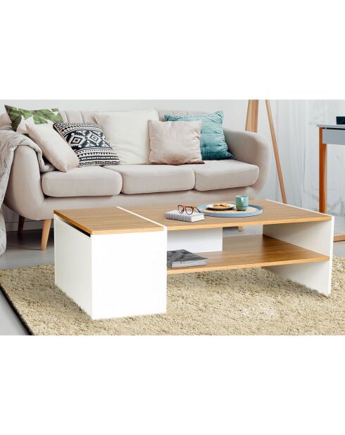 Table basse avec coffre Zoé bois/blanc - 110x60x36 cm