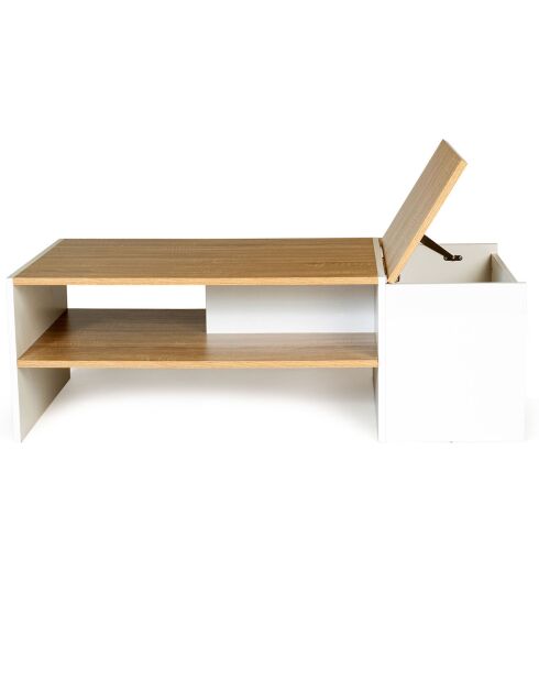 Table basse avec coffre Zoé bois/blanc - 110x60x36 cm