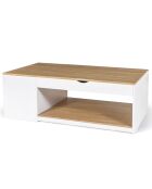 Table basse relevable avec coffre Elina bois/blanc - 110x60x45 cm