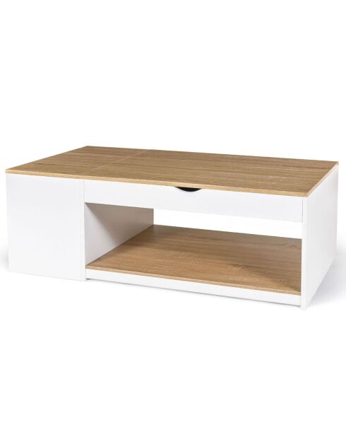 Table basse relevable avec coffre Elina bois/blanc - 110x60x45 cm