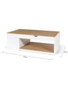 Table basse relevable avec coffre Elina bois/blanc - 110x60x45 cm