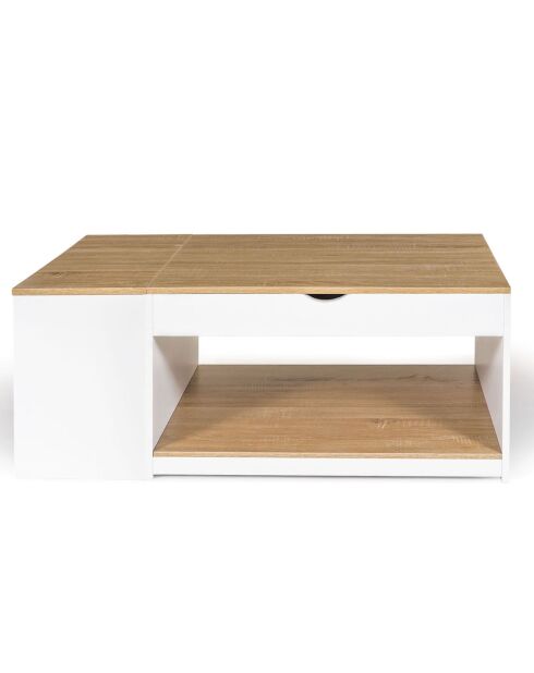 Tavolino alzabile Elina in legno/bianco con baule - 110x60x45 cm