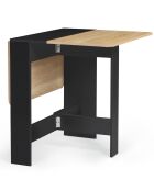 Table console pliable Edi noir/hêtre - 103x76x75 cm