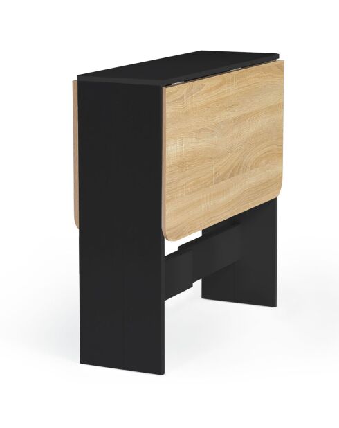 Table console pliable Edi noir/hêtre - 103x76x75 cm