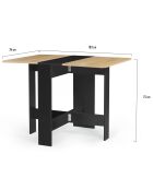 Table console pliable Edi noir/hêtre - 103x76x75 cm