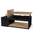 Table basse relevable avec coffre Elina bois/noir - 110x60x45 cm