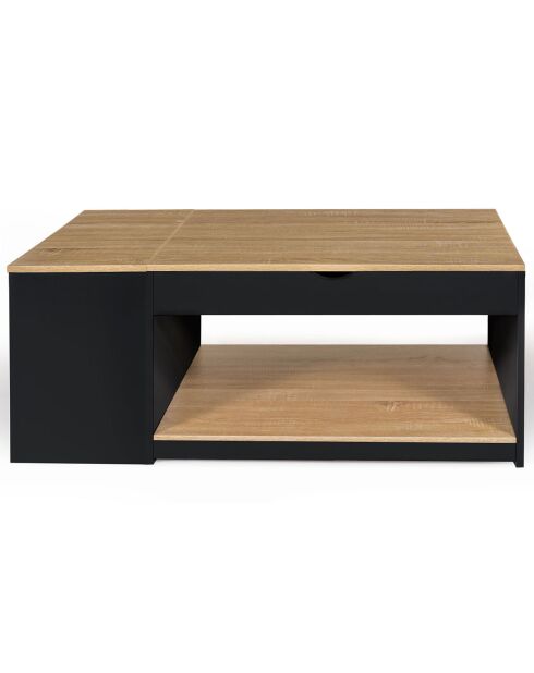 Table basse relevable avec coffre Elina bois/noir - 110x60x45 cm