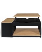 Table basse relevable avec coffre Elina bois/noir - 110x60x45 cm