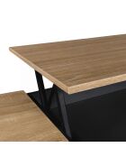 Table basse relevable avec coffre Elina bois/noir - 110x60x45 cm