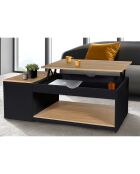 Table basse relevable avec coffre Elina bois/noir - 110x60x45 cm