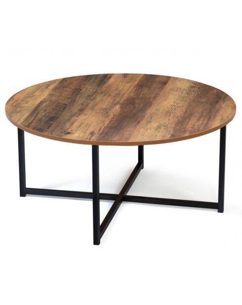 Table basse ronde Elize bois/noir - D.80xH.40 cm