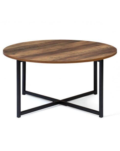 Table basse ronde Elize bois/noir - D.80xH.40 cm