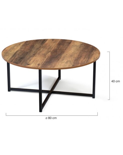 Table basse ronde Elize bois/noir - D.80xH.40 cm