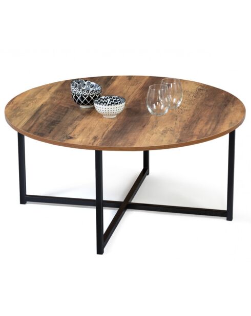 Table basse ronde Elize bois/noir - D.80xH.40 cm