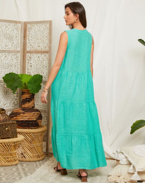 Fanny groene jurk van 100% linnen