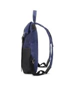 Sac à dos en Cuir & Toile enduite Nes bleu/noir - 44x28x11 cm