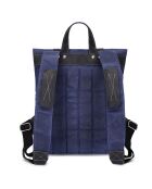 Sac à dos en Cuir & Toile enduite Nes bleu/noir - 44x28x11 cm