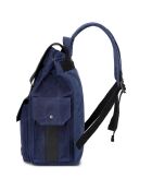 Sac à dos en Cuir & Toile enduite Ali bleu/noir - 44x36x15 cm