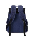Sac à dos en Cuir & Toile enduite Ali bleu/noir - 44x36x15 cm