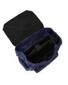 Sac à dos en Cuir & Toile enduite Ali bleu/noir - 44x36x15 cm