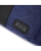 Sac à dos en Cuir & Toile enduite Ali bleu/noir - 44x36x15 cm