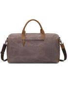 Sac de voyage en Cuir & Toile enduite Vlad gris/cognac - 55x35x20 cm