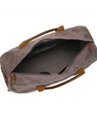 Sac de voyage en Cuir & Toile enduite Vlad gris/cognac - 55x35x20 cm