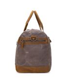 Sac de voyage en Cuir & Toile enduite Vlad gris/cognac - 55x35x20 cm