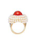 Koraal/witte perliaanring