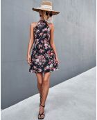 Robe Norah à fleurs noire