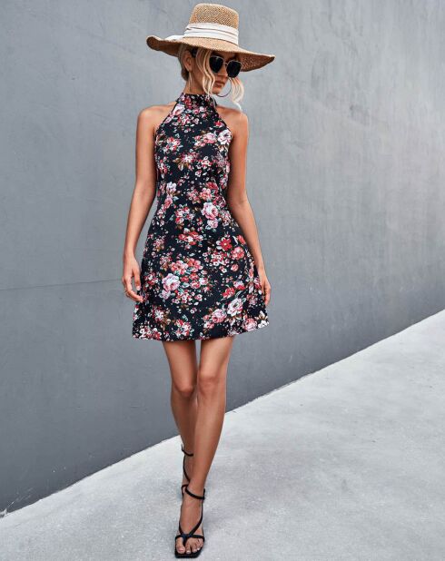 Robe Norah à fleurs noire