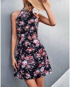 Robe Norah à fleurs noire