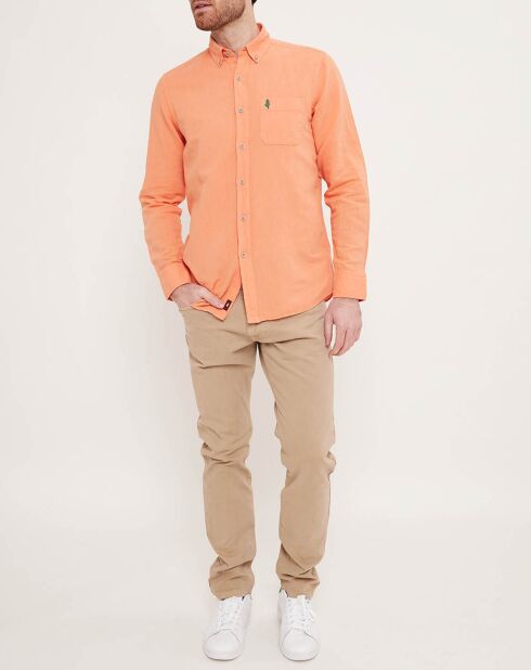 Chemise custom fit en Lin & Coton corail