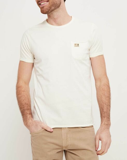 Camiseta color crudo con bolsillo