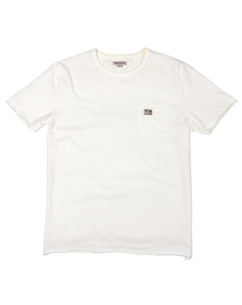 Camiseta color crudo con bolsillo