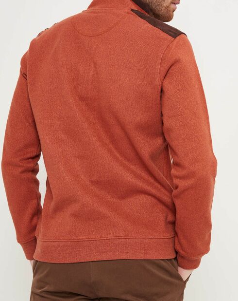 Orangefarbener Fleece-Pullover
