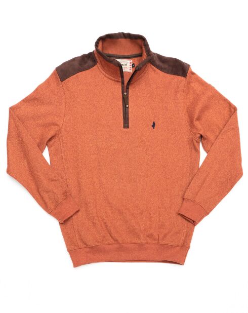 Orangefarbener Fleece-Pullover