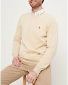 Pull col rond beige