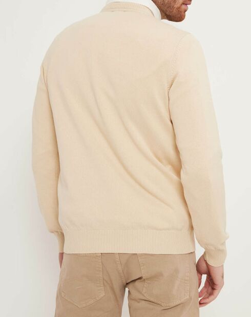 Pull col rond beige