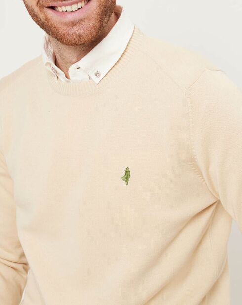 Pull col rond beige