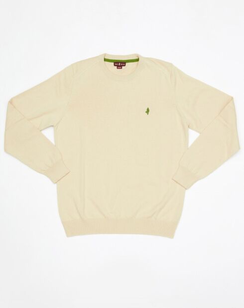 Pull col rond beige