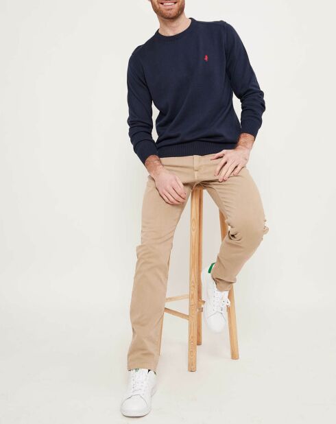 Pull col rond marine