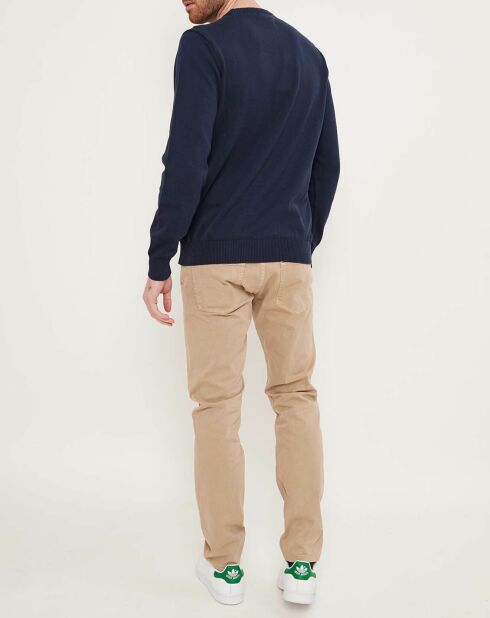 Pull col rond marine