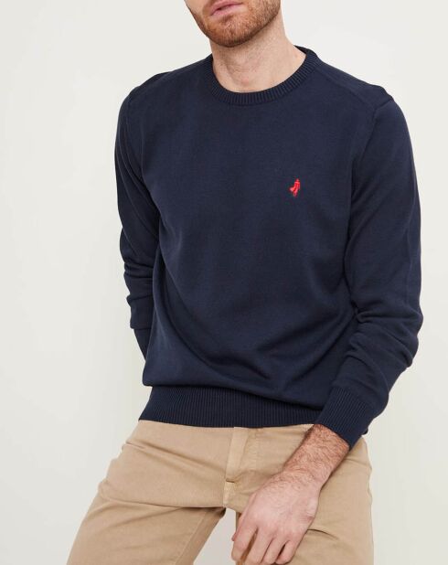 Pull col rond marine