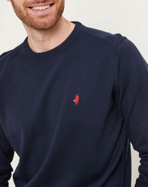 Pull col rond marine