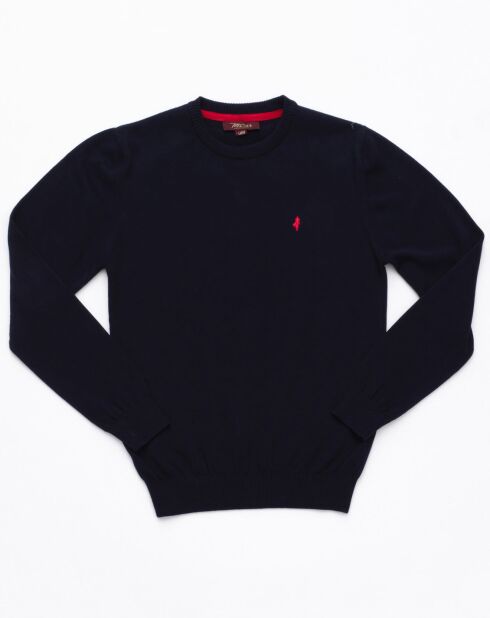 Pull col rond marine