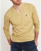 Pull col V beige