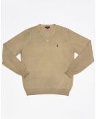 Pull col V beige