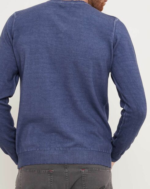 Marineblauwe trui met V-hals